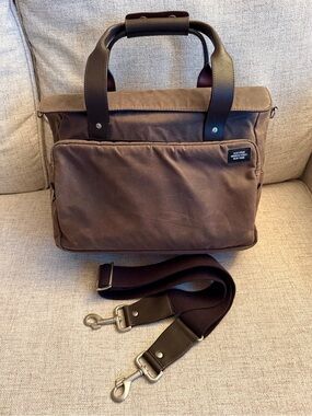 Jack Spade Chocolate Brown Waxed Canvas overnight bag with Leather accents.